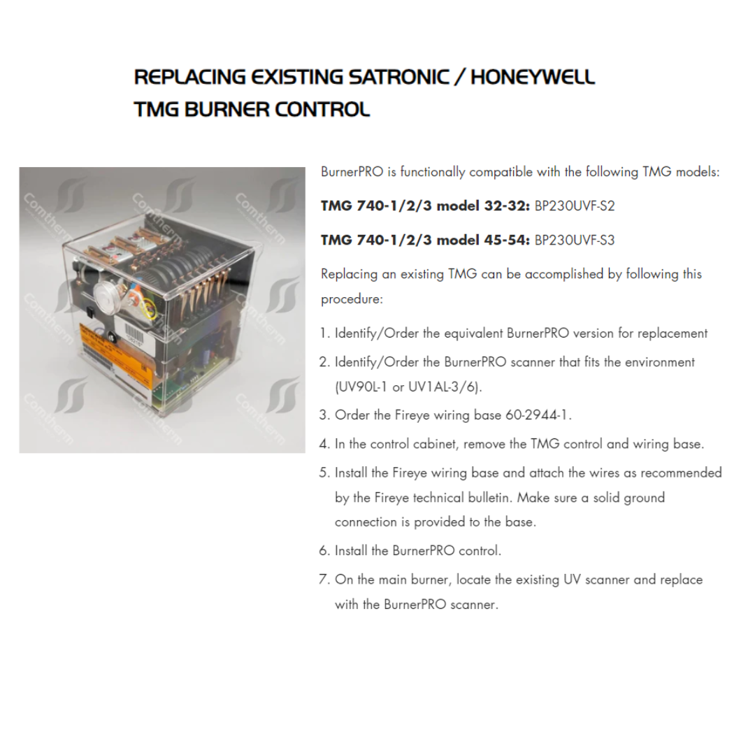Fireye BurnerPRO Intelligent Flame Safeguard Control Box - Direct Replacement for Honeywell TMG 740-3 and Siemens LFL Models