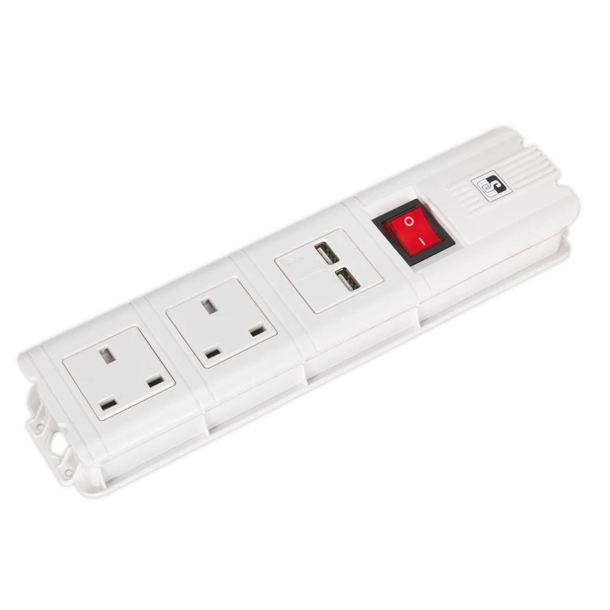 Extension Cable 2.6m 2 x 230V + 2 x USB Sockets - White