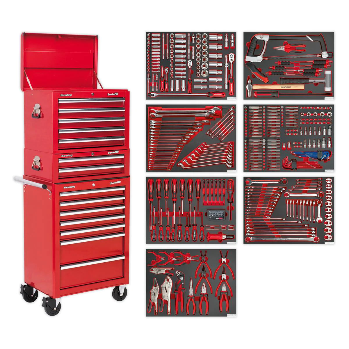 Tool Chest Combination 14 Drawer with Ball Bearing Slides - Red & 446p –  Comtherm Ltd