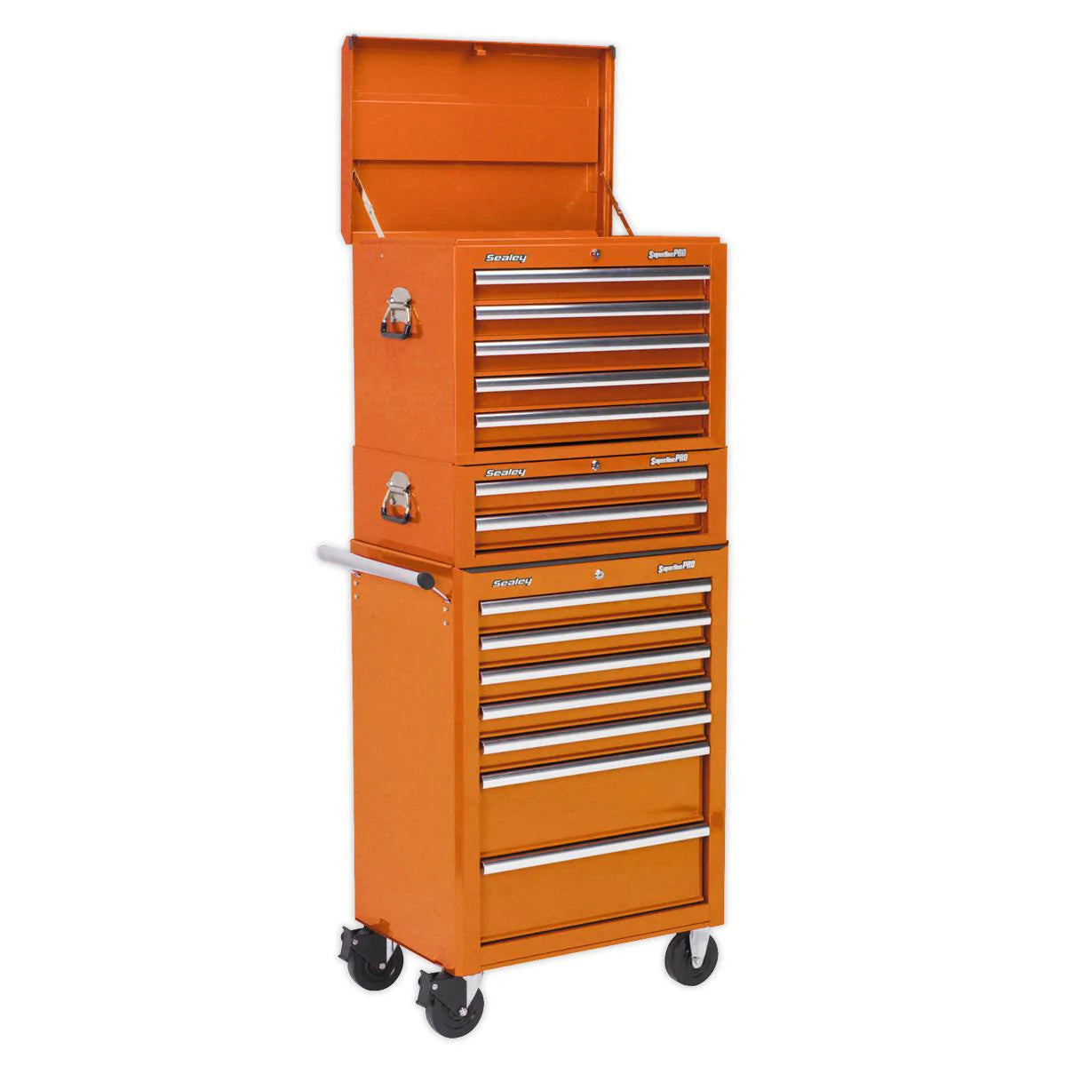 Topchest, Mid-Box & Rollcab Combination 14 Drawer with Ball Bearing Slides - Orange