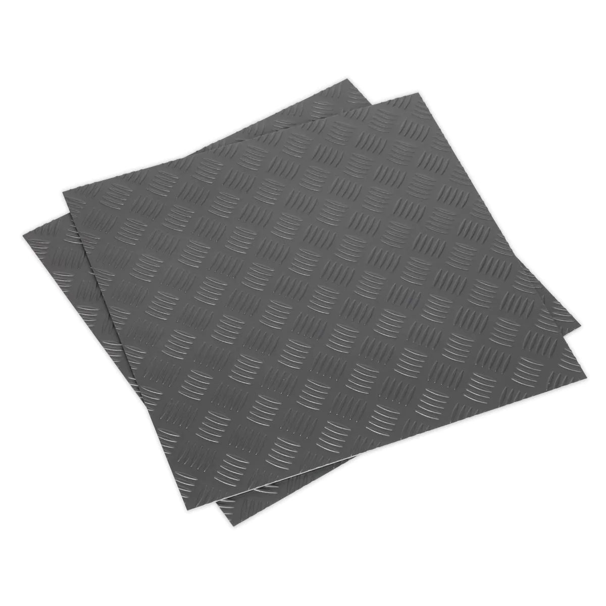 Vinyl Floor Tile with Peel & Stick Backing - Silver Treadplate Pack of 16